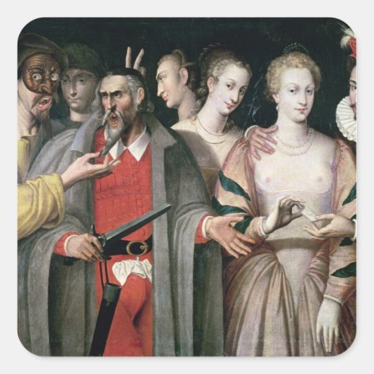 Actoren van de Commedia dell'Arte Vierkante Sticker (Voorkant)