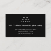 Actormodel hoofdopname filmtheater visitekaartje (Achterkant)