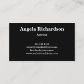 Actors and Models Modern Minimalist Business Card Visitekaartje (Achterkant)