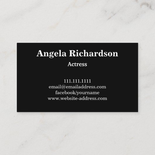 Actors and Models Modern Minimalist Business Card Visitekaartje (Achterkant)