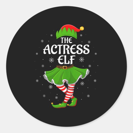 Actress Elf Christmas Family Girls Women Elf Squad Ronde Sticker (Voorkant)