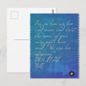 Acts 17:28 Bijbeltekst Geheugenkaart Ansichtkaart Briefkaart (Voorkant / Achterkant)