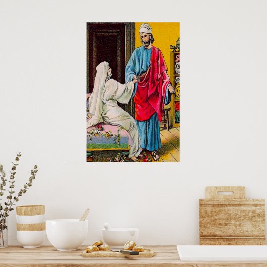 Acts 9:36-43 Tabitha wordt weer tot leven gebracht Poster (Keuken)