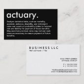 actuaris. (met beschrijving) visitekaartje (Voorkant / Achterkant)