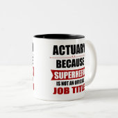 Actuaris Superheld Grappig Tweekleurige Koffiemok (Voorkant rechts)