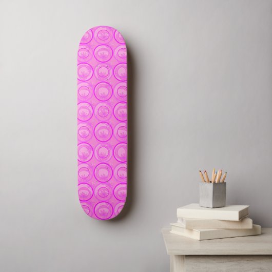 Actuele cirkels Achtergrond bloemen Roze Dag Persoonlijk Skateboard (Muurkunst)