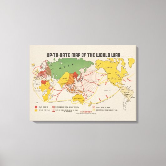 Actuele kaart van de wereldoorlog (1942) canvas afdruk (Voorkant)