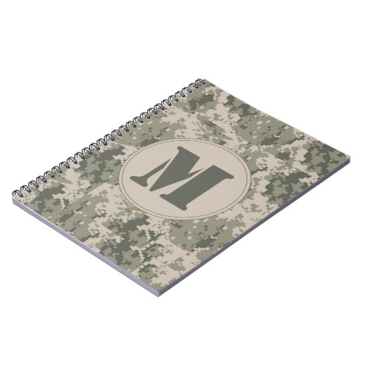 ACU Camo Camouflage Monogram Initiaal Notitieboek (Linkerzijde)