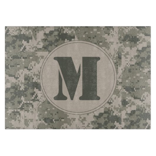 ACU Camouflage Monogram Glazen snijvlak Snijplank (Voorkant)
