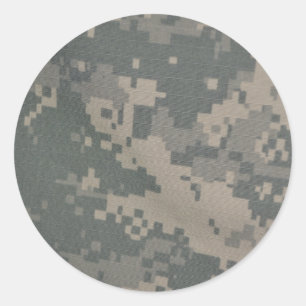 Acu Patroon Camouflage Troepen Digitale Kunst Vred Ronde Sticker