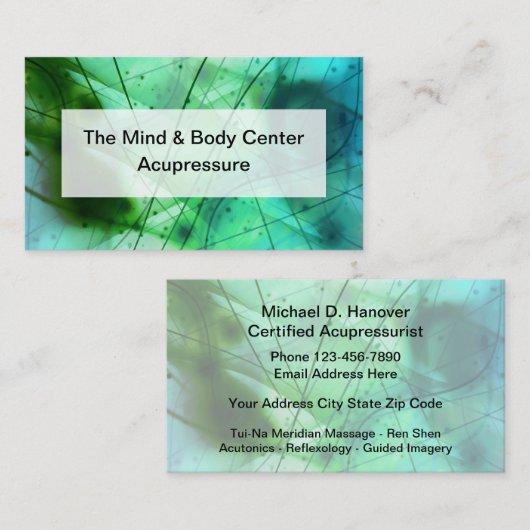 Acupressie en acupressuristisch ontwerp visitekaartje (Voorkant / Achterkant)
