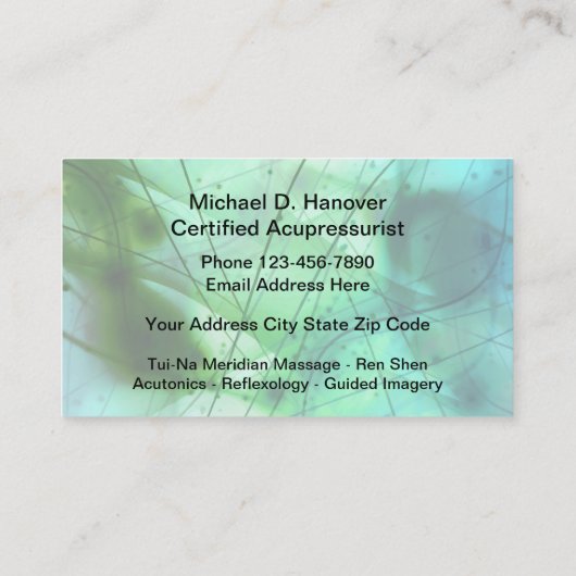 Acupressie en acupressuristisch ontwerp visitekaartje (Achterkant)