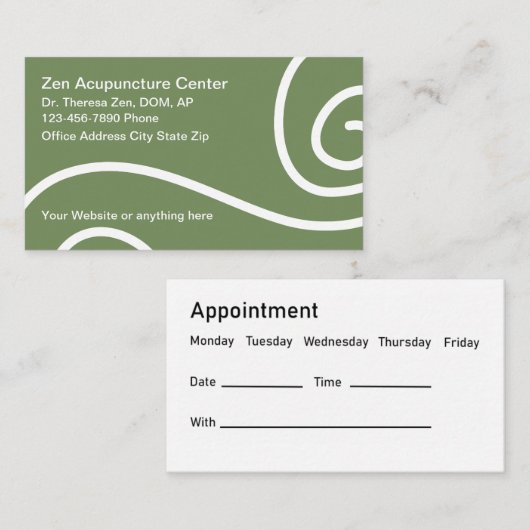 Acupunctie Benoeming Medische Visitekaartjes (Voorkant / Achterkant)