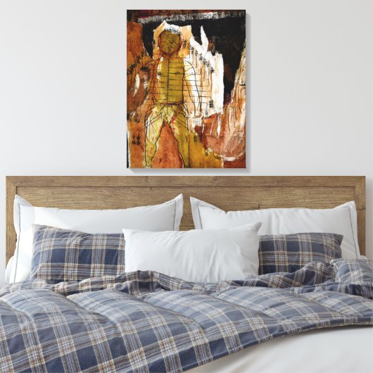 Acupunctie, collage en gemengde media canvas afdruk (Insitu (Slaapkamer))