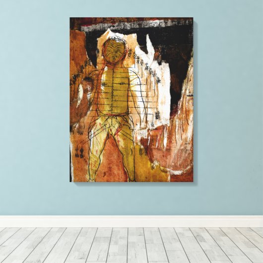 Acupunctie, collage en gemengde media canvas afdruk (Insitu (Houten vloer))