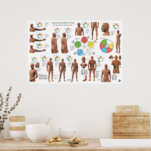 Acupunctie Meridian Points en Pathways Poster (Keuken)