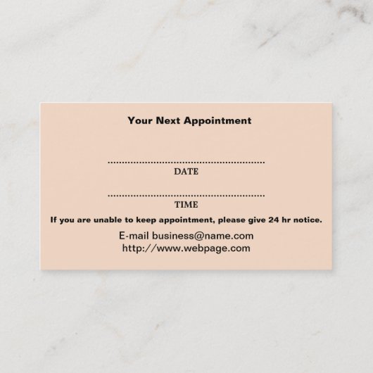 Acupunctie Visitekaartje voor benoeming Afsprakenkaartje (Achterkant)