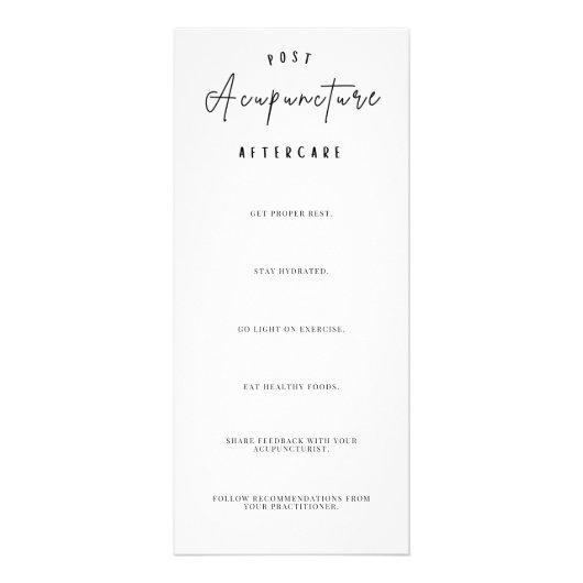 Acupunctie voor behandeling Controlelijst en nazor Reclamekaart (Achterkant)