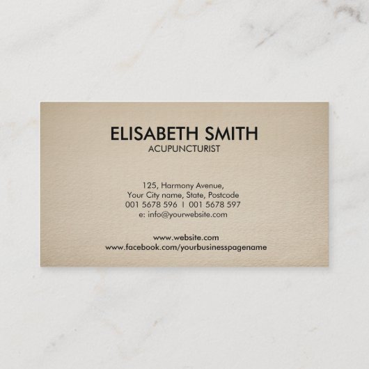 Acupunctienaald - Yin Yang Visitekaartje (Achterkant)