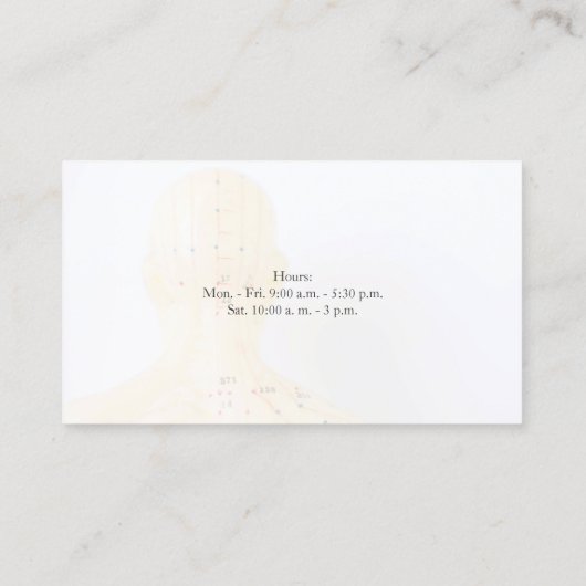 Acupunctieschop en schouders achter uitzicht visitekaartje (Achterkant)