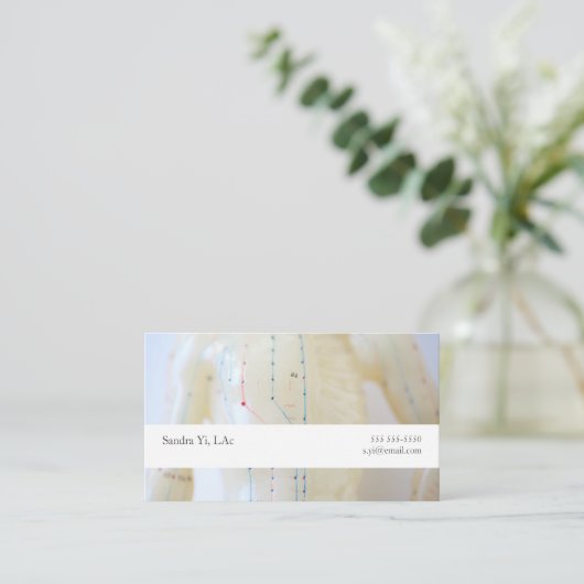 Acupunctietorso en -armen met tekstveld visitekaartje (Staand voorkant)