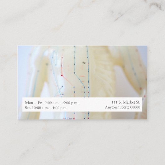 Acupunctietorso en -armen met tekstveld visitekaartje (Achterkant)