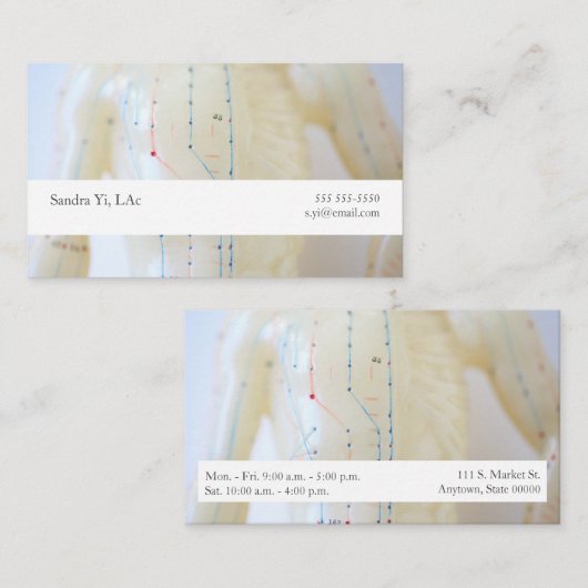 Acupunctietorso en -armen met tekstveld visitekaartje (Voorkant / Achterkant)