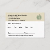 Acupuncture Office Appointment Cards Design Afsprakenkaartje (Achterkant)