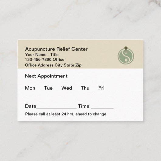 Acupuncture Office Appointment Cards Design Afsprakenkaartje (Achterkant)