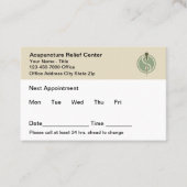 Acupuncture Office Appointment Cards Design Afsprakenkaartje (Voorkant)