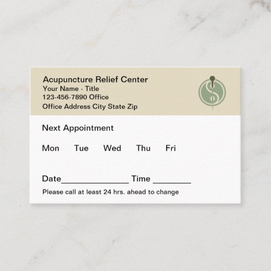 Acupuncture Office Appointment Cards Design Afsprakenkaartje (Voorkant)