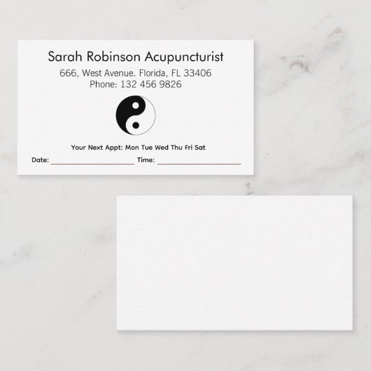 Acupuncturist Benoeming Visitekaartje (Voorkant / Achterkant)
