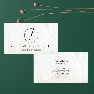 Acupuncturist Naald Logo Wood Visitekaartje