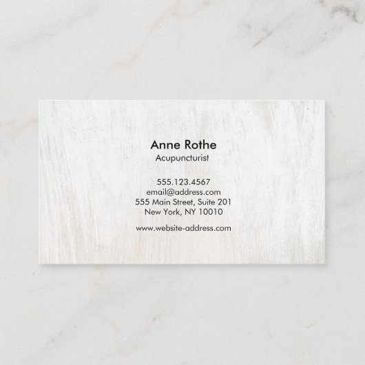 Acupuncturist Naald Logo Wood Visitekaartje (Achterkant)