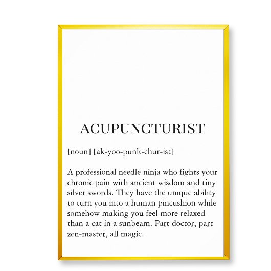Acupuncturist Needle Ninja Wall Art Clinic chart Poster