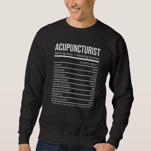 acupuncturist Nutritional Values Nutrition Facts Trui (Voorkant)