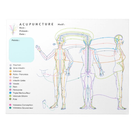 acupunctuur, acupunctuurkast notitieblok (Voorkant)
