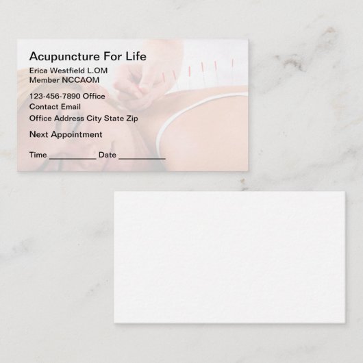 Acupunctuur Afspraak Budget Visitekaartjes (Voorkant / Achterkant)