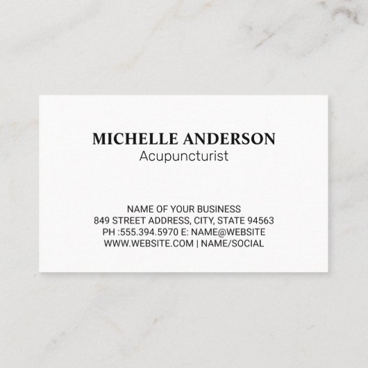 Acupunctuur Back Session Logo Visitekaartje (Achterkant)