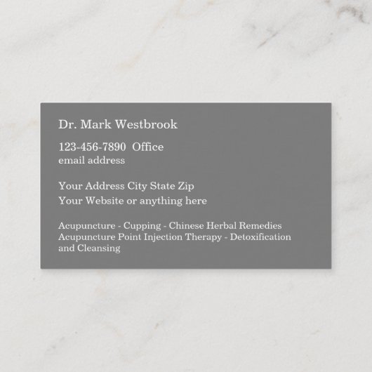 Acupunctuur Modern Stijlvol Visitekaartje (Achterkant)