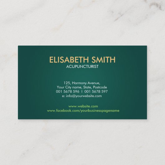 Acupunctuur Naald en bladeren Visitekaartje (Achterkant)