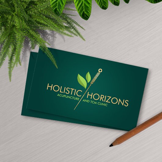 Acupunctuur Naald en bladeren Visitekaartje