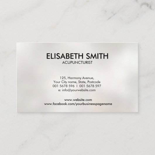 Acupunctuur Naaldlijn Kunst Visitekaartje (Achterkant)