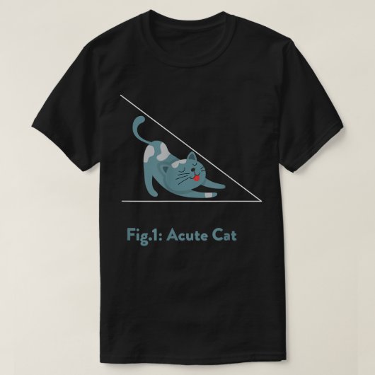 Acute Cat Funny Geometry Kitty Cat Wiskunde Pun T T-shirt (Design voorkant)