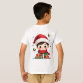 Acute jongen van Kerstmis met geschenken en kerstm T-shirt (Achterkant volledig)