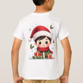 Acute jongen van Kerstmis met geschenken en kerstm T-shirt (Achterkant)