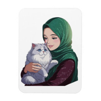 Acuut meisje knuffel schattige kat magneet