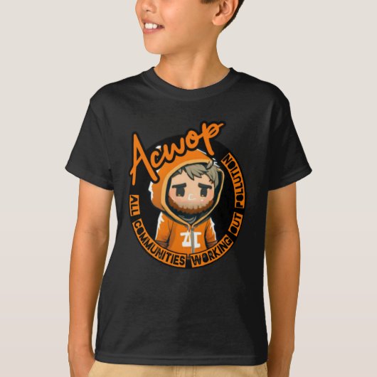 Acwop Kinder T-shirt zwart/Sinaasappel (Voorkant)