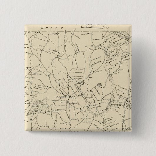 Acworth, Sullivan County Vierkante Button 5,1 Cm (Voorkant)