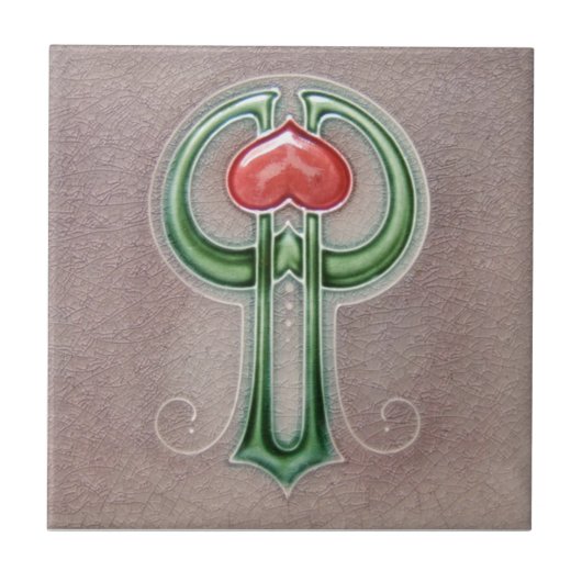AD004 Art Deco Reproduction Ceramic Tile Tegeltje (Voorkant)